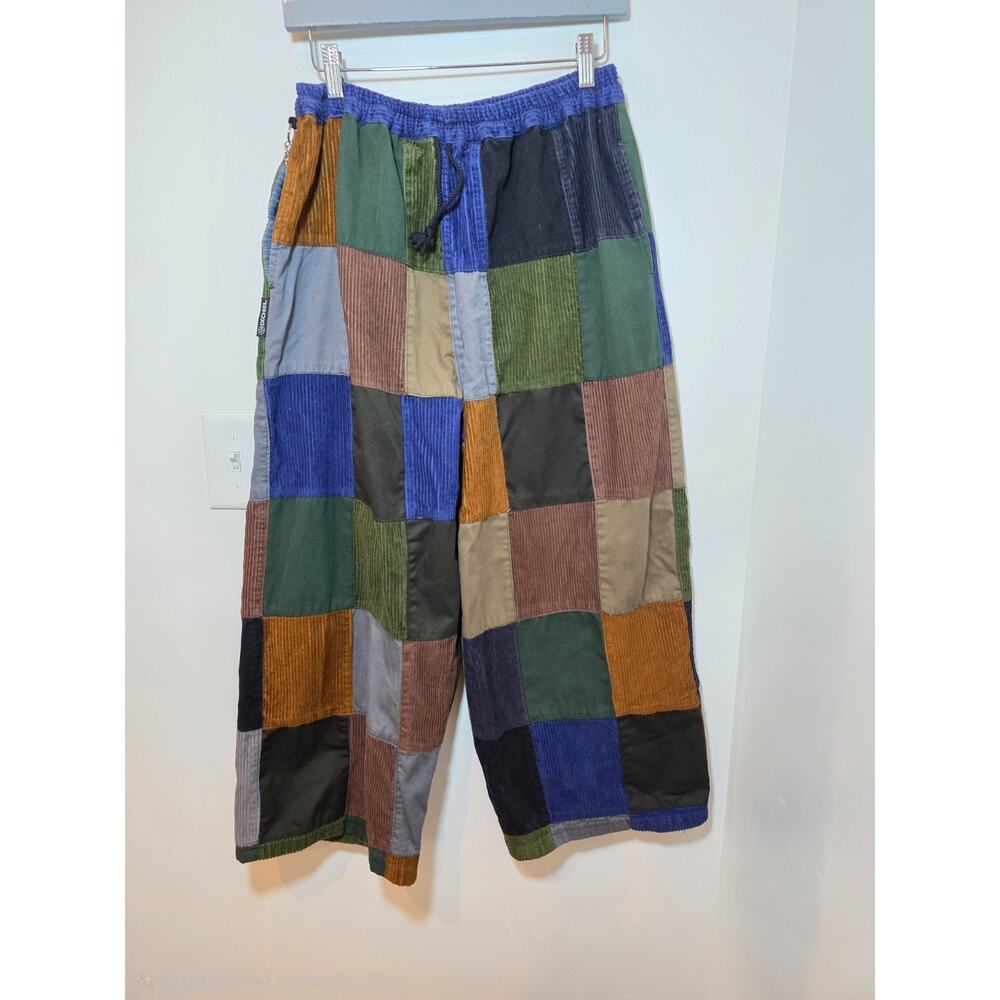 Ixchel Classic Patchwork Pants Corduroy Navy Blue Multicolor Large